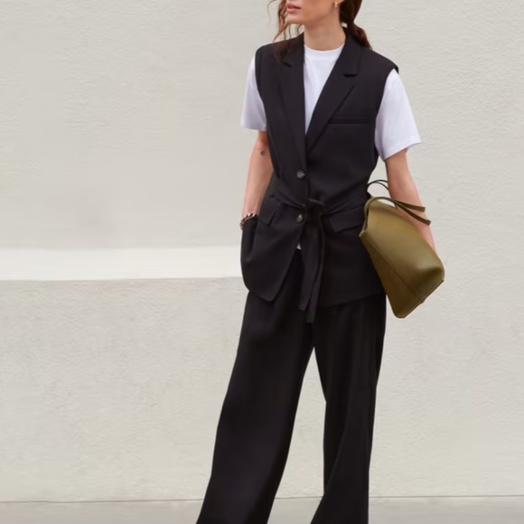 EVERLANE The Draper Pleated Pant Black - Picture 1 of 5